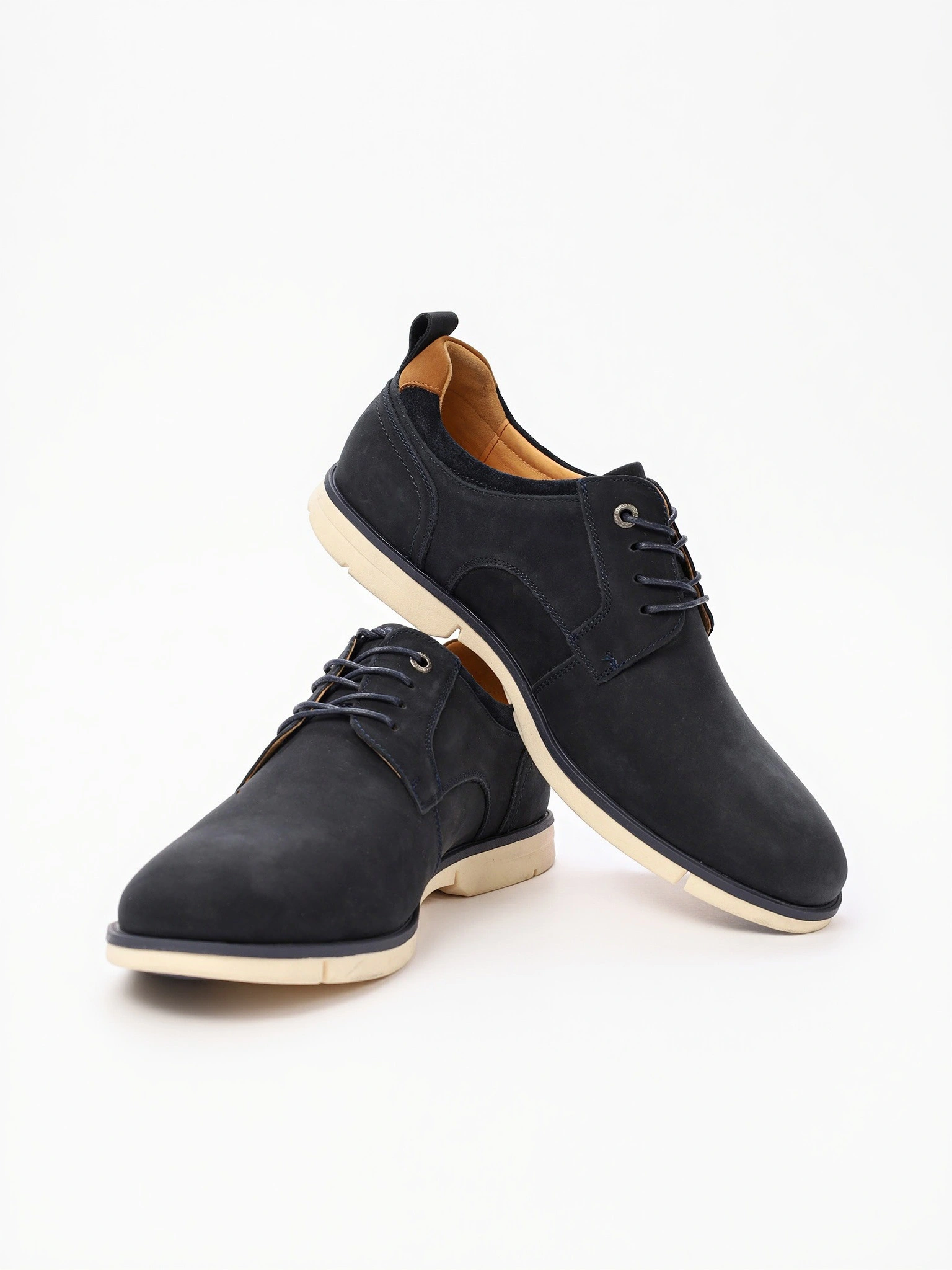 Туфли-дерби темно-синего цвета со шнуровкой